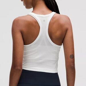 Lululemon swiftly tech cropped tank top racer back white stripe 4